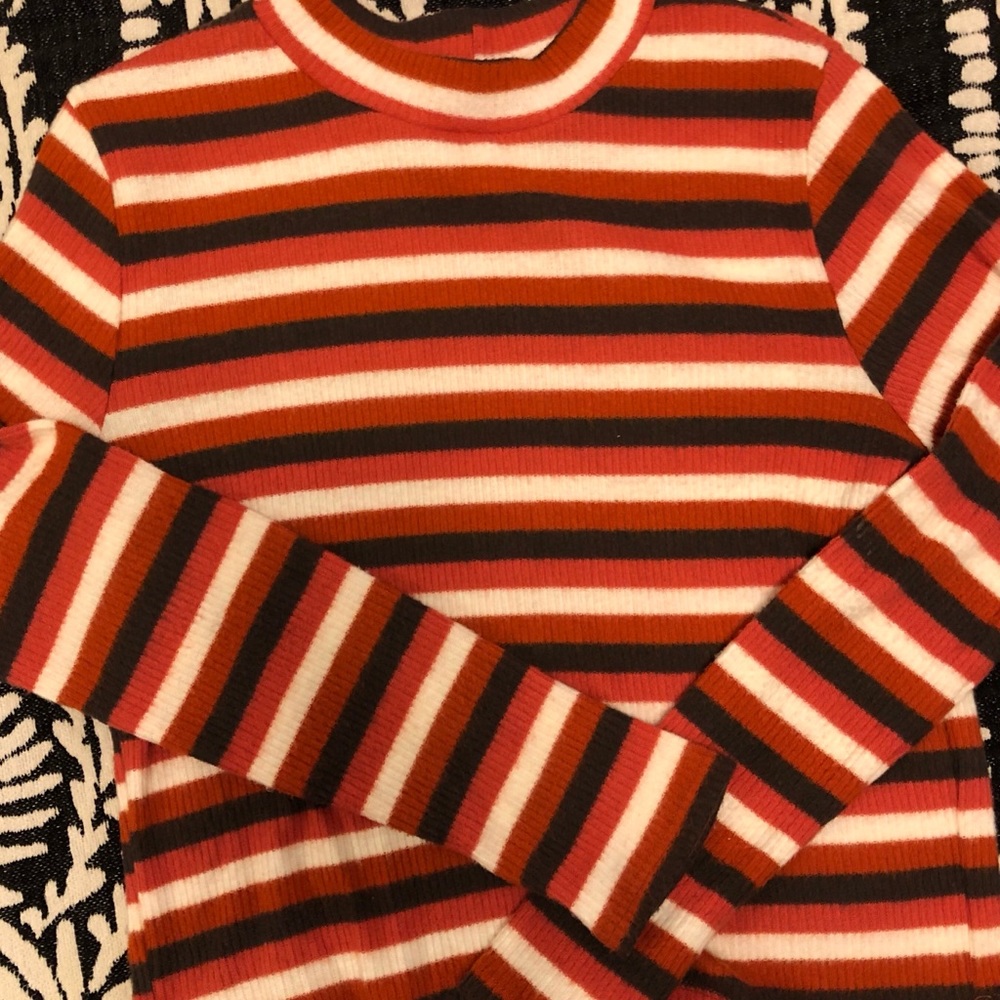 Mock neck striped sweater